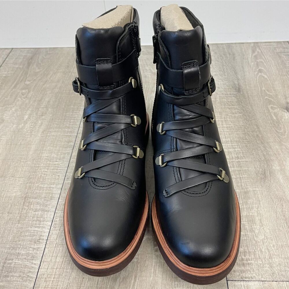 Timberland Riley Flair Hiker Boot Womens 7 Black Full Grain Lace Ankle NEW